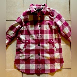 Belle by Kim Gravel Women’s Shacket. Pink and White, size small. Never Worn!